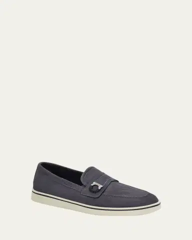 Ferragamo Men's Tancredi Suede Boat Shoe Loafers | Thumbnail 2 Ferragamo Men's Tancredi Suede Boat Shoe Loafers | Thumbnail 2