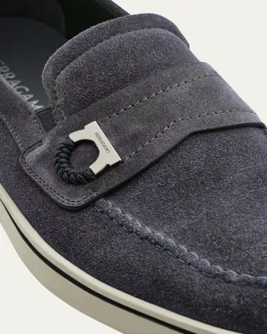 Ferragamo Men's Tancredi Suede Boat Shoe Loafers | Thumbnail 3 Ferragamo Men's Tancredi Suede Boat Shoe Loafers | Thumbnail 3