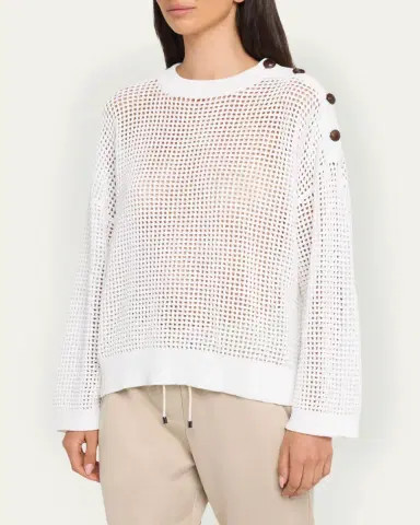 Brunello Cucinelli Pailette Summer Net Sweater With Button Detail | Thumbnail 4 Brunello Cucinelli Pailette Summer Net Sweater With Button Detail | Thumbnail 4