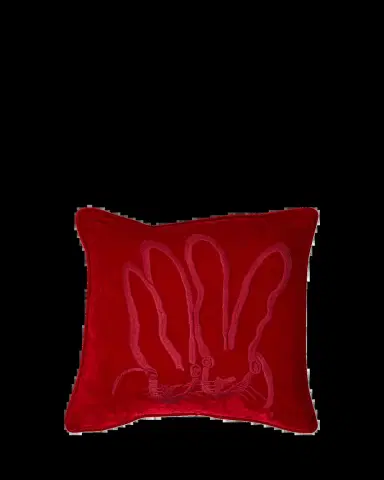 Hunt Slonem Hand-Embroidered Bunny Velvet Pillow, 18" Square | Thumbnail 2 Hunt Slonem Hand-Embroidered Bunny Velvet Pillow, 18" Square | Thumbnail 2