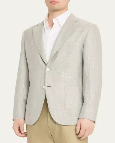 Brioni Men's Wool Plume Plaid Single-Breasted Sport Coat | Thumbnail 4 Brioni Men's Wool Plume Plaid Single-Breasted Sport Coat | Thumbnail 4
