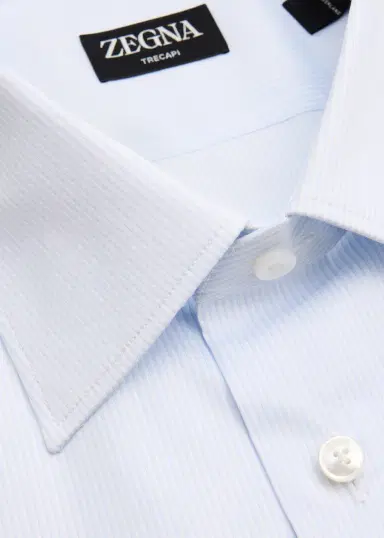 ZEGNA Men's Micro-Stripe Trecapi Cotton Dress Shirt | Thumbnail 2 ZEGNA Men's Micro-Stripe Trecapi Cotton Dress Shirt | Thumbnail 2