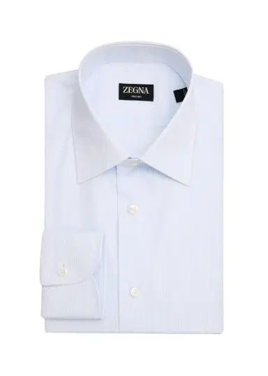 ZEGNA Men's Micro-Stripe Trecapi Cotton Dress Shirt | Thumbnail 3 ZEGNA Men's Micro-Stripe Trecapi Cotton Dress Shirt | Thumbnail 3