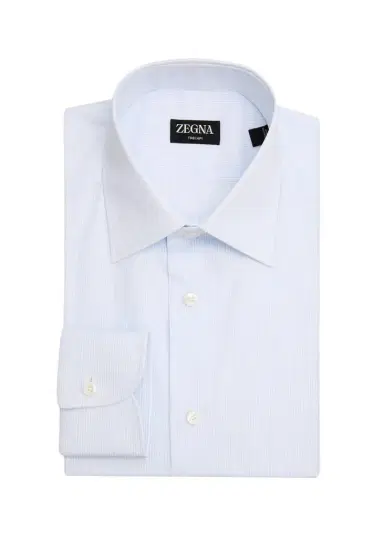 ZEGNA Men's Micro-Stripe Trecapi Cotton Dress Shirt | Thumbnail 1 ZEGNA Men's Micro-Stripe Trecapi Cotton Dress Shirt | Thumbnail 1