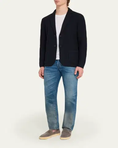 Maurizio Baldassari Men's Silk-Cotton Summer Stitch Knit Blazer | Thumbnail 2 Maurizio Baldassari Men's Silk-Cotton Summer Stitch Knit Blazer | Thumbnail 2