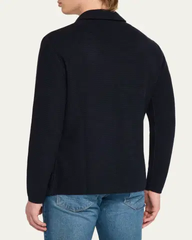 Maurizio Baldassari Men's Silk-Cotton Summer Stitch Knit Blazer | Thumbnail 3 Maurizio Baldassari Men's Silk-Cotton Summer Stitch Knit Blazer | Thumbnail 3