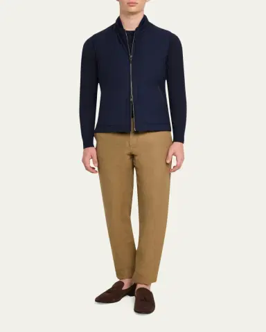 Maurizio Baldassari Men's Summer Full-Zip Vest with Knit Sides | Thumbnail 2 Maurizio Baldassari Men's Summer Full-Zip Vest with Knit Sides | Thumbnail 2