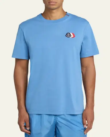 Moncler Men's Tricolor Patch Cotton T-Shirt | Thumbnail 4 Moncler Men's Tricolor Patch Cotton T-Shirt | Thumbnail 4