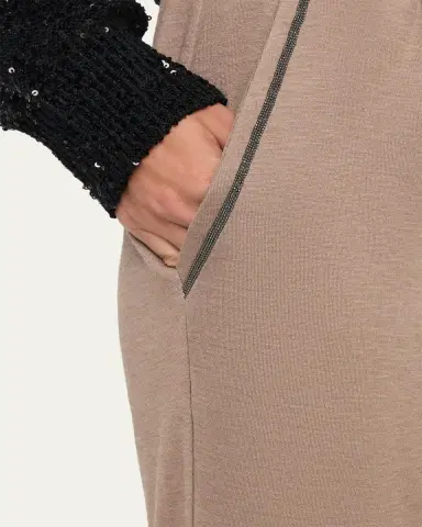 Brunello Cucinelli Monili-Trim Slim-Leg Ankle Drawstring Sport Pants | Thumbnail 5 Brunello Cucinelli Monili-Trim Slim-Leg Ankle Drawstring Sport Pants | Thumbnail 5