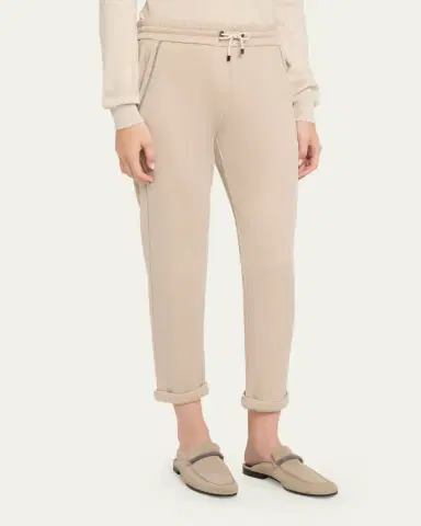 Brunello Cucinelli Monili-Trim Slim-Leg Ankle Drawstring Sport Pants | Thumbnail 8 Brunello Cucinelli Monili-Trim Slim-Leg Ankle Drawstring Sport Pants | Thumbnail 8