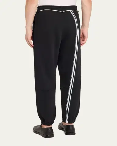 MORDECAI Men's Fleece Stripe-Trim Drawcord Joggers | Thumbnail 3 MORDECAI Men's Fleece Stripe-Trim Drawcord Joggers | Thumbnail 3