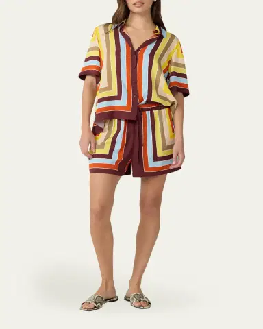 Diane von Furstenberg Delfine Geometric-Print Silk Shorts | Thumbnail 2 Diane von Furstenberg Delfine Geometric-Print Silk Shorts | Thumbnail 2