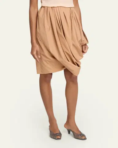 Chloé Draped Cotton Knee-Length Skirt | Thumbnail 4 Chloé Draped Cotton Knee-Length Skirt | Thumbnail 4