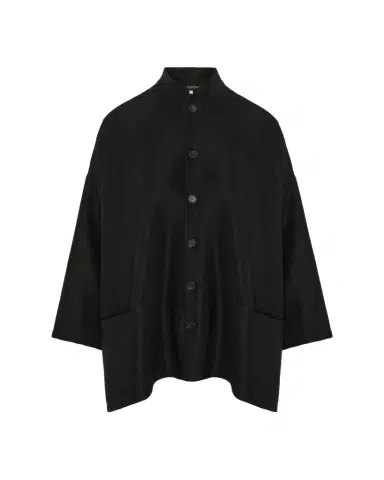 Eskandar Wide A-Line Mandarin Jacket - Long Length | Thumbnail 1 Eskandar Wide A-Line Mandarin Jacket - Long Length | Thumbnail 1