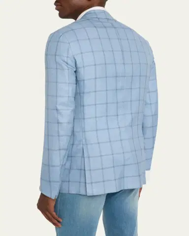 Kiton Men's Windowpane Check Cashmere Sport Coat | Thumbnail 3 Kiton Men's Windowpane Check Cashmere Sport Coat | Thumbnail 3
