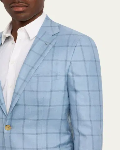 Kiton Men's Windowpane Check Cashmere Sport Coat | Thumbnail 5 Kiton Men's Windowpane Check Cashmere Sport Coat | Thumbnail 5