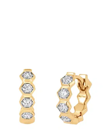 SARA WEINSTOCK Honey Comb 18K Gold & Diamond Huggie Earrings | Thumbnail 1 SARA WEINSTOCK Honey Comb 18K Gold & Diamond Huggie Earrings | Thumbnail 1