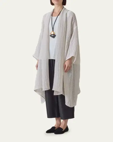 Eskandar Wide A-Line Scrunch Shawl Collar Jacket - Very Long | Thumbnail 2 Eskandar Wide A-Line Scrunch Shawl Collar Jacket - Very Long | Thumbnail 2