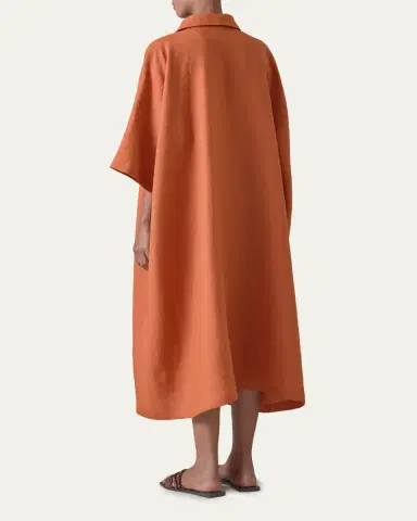 Eskandar Angle To Front Side Seam Short Sleeve Dress With Collar | Thumbnail 3 Eskandar Angle To Front Side Seam Short Sleeve Dress With Collar | Thumbnail 3
