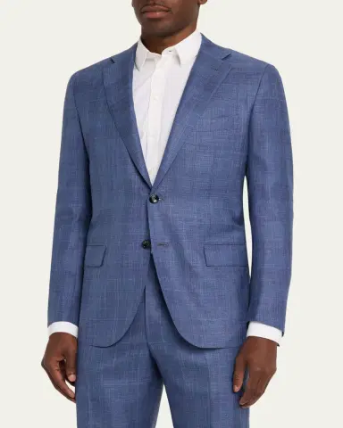 Kiton Men's Virgin Wool and Silk Plaid Two-Piece Suit | Thumbnail 4 Kiton Men's Virgin Wool and Silk Plaid Two-Piece Suit | Thumbnail 4