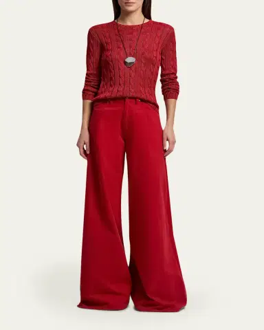 Ralph Lauren Collection Cable-Knit Silk Crewneck Sweater | Thumbnail 2 Ralph Lauren Collection Cable-Knit Silk Crewneck Sweater | Thumbnail 2
