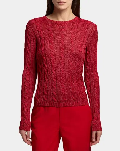 Ralph Lauren Collection Cable-Knit Silk Crewneck Sweater | Thumbnail 7 Ralph Lauren Collection Cable-Knit Silk Crewneck Sweater | Thumbnail 7