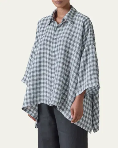 Eskandar Linen DPS Short Sleeve Shirt With Collar - Mid Plus Length | Thumbnail 4 Eskandar Linen DPS Short Sleeve Shirt With Collar - Mid Plus Length | Thumbnail 4