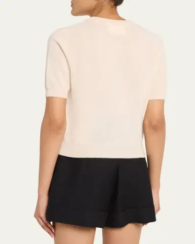 Lisa Yang Marene Short-Sleeve Cashmere Crewneck Cardigan | Thumbnail 3 Lisa Yang Marene Short-Sleeve Cashmere Crewneck Cardigan | Thumbnail 3