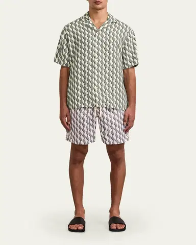 Frescobol Carioca Roberto Geometric Linen Button-Down Shirt | Thumbnail 2 Frescobol Carioca Roberto Geometric Linen Button-Down Shirt | Thumbnail 2
