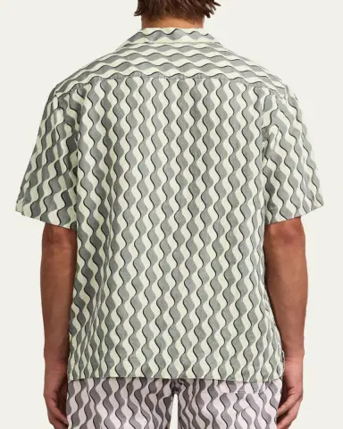 Frescobol Carioca Roberto Geometric Linen Button-Down Shirt | Thumbnail 4 Frescobol Carioca Roberto Geometric Linen Button-Down Shirt | Thumbnail 4