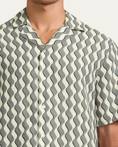 Frescobol Carioca Roberto Geometric Linen Button-Down Shirt | Thumbnail 5 Frescobol Carioca Roberto Geometric Linen Button-Down Shirt | Thumbnail 5
