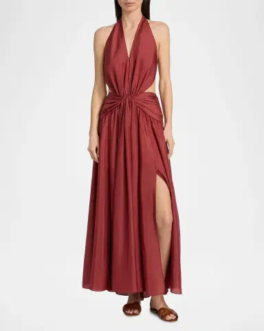 Zimmermann Indra Plunge Halter Maxi Dress | Thumbnail 2 Zimmermann Indra Plunge Halter Maxi Dress | Thumbnail 2