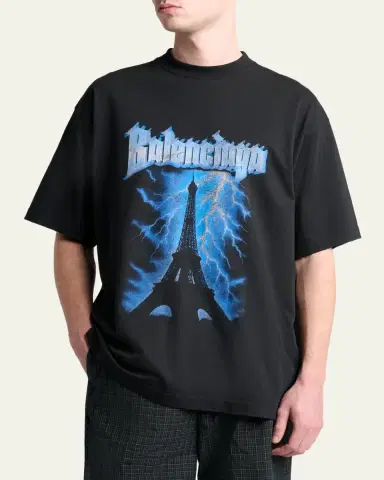 Balenciaga Men's Paris Thunderstorm Oversized T-Shirt | Thumbnail 3 Balenciaga Men's Paris Thunderstorm Oversized T-Shirt | Thumbnail 3
