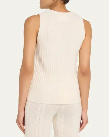 Lisa Yang Maiko Cashmere Rib Button-Front Tank Top | Thumbnail 3 Lisa Yang Maiko Cashmere Rib Button-Front Tank Top | Thumbnail 3