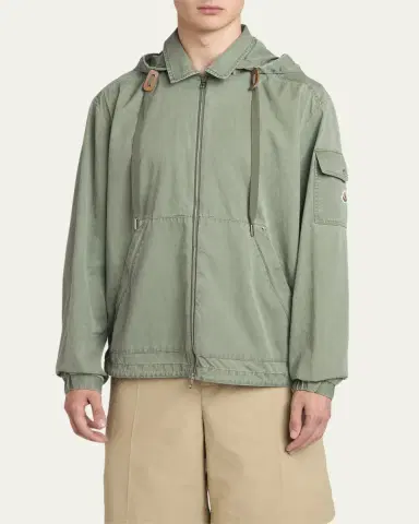 Moncler Men's Cotton Full-Zip Hooded Jacket | Thumbnail 4 Moncler Men's Cotton Full-Zip Hooded Jacket | Thumbnail 4