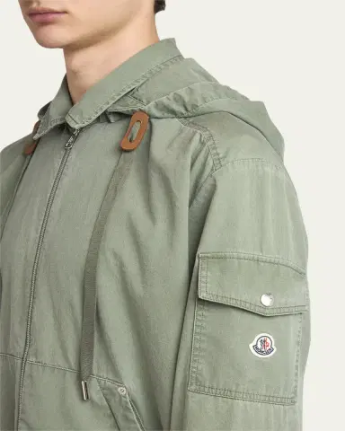 Moncler Men's Cotton Full-Zip Hooded Jacket | Thumbnail 5 Moncler Men's Cotton Full-Zip Hooded Jacket | Thumbnail 5