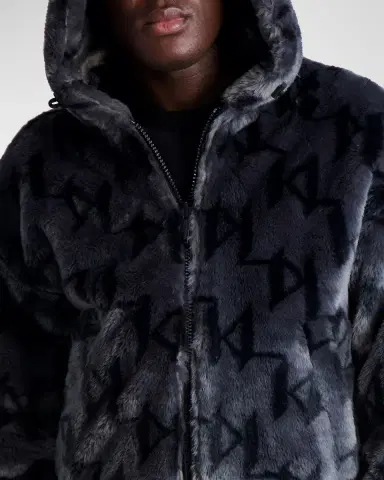 Karl Lagerfeld Paris Men 's Reversible Bomber Jacket w/ Faux Fur | Thumbnail 4 Karl Lagerfeld Paris Men 's Reversible Bomber Jacket w/ Faux Fur | Thumbnail 4