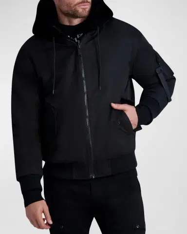 Karl Lagerfeld Paris Men 's Reversible Bomber Jacket w/ Faux Fur | Thumbnail 5 Karl Lagerfeld Paris Men 's Reversible Bomber Jacket w/ Faux Fur | Thumbnail 5
