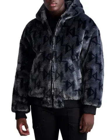 Karl Lagerfeld Paris Men 's Reversible Bomber Jacket w/ Faux Fur | Thumbnail 1 Karl Lagerfeld Paris Men 's Reversible Bomber Jacket w/ Faux Fur | Thumbnail 1