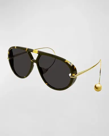 Bottega Veneta Geometric Acetate & Metal Alloy Aviator Sunglasses | Thumbnail 2 Bottega Veneta Geometric Acetate & Metal Alloy Aviator Sunglasses | Thumbnail 2