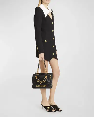 Balmain 1945 Soft Small Cabas Tote Bag in Crinkled Leather | Thumbnail 2 Balmain 1945 Soft Small Cabas Tote Bag in Crinkled Leather | Thumbnail 2