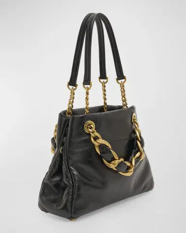 Balmain 1945 Soft Small Cabas Tote Bag in Crinkled Leather | Thumbnail 6 Balmain 1945 Soft Small Cabas Tote Bag in Crinkled Leather | Thumbnail 6