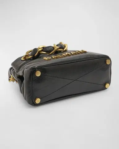 Balmain 1945 Soft Small Cabas Tote Bag in Crinkled Leather | Thumbnail 7 Balmain 1945 Soft Small Cabas Tote Bag in Crinkled Leather | Thumbnail 7