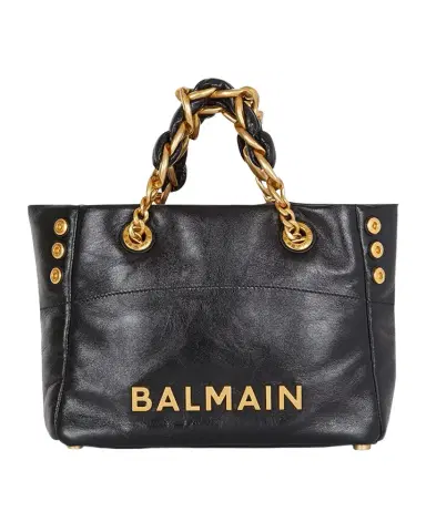 Balmain 1945 Soft Small Cabas Tote Bag in Crinkled Leather | Thumbnail 1 Balmain 1945 Soft Small Cabas Tote Bag in Crinkled Leather | Thumbnail 1