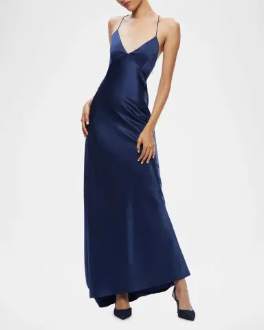 Alice + Olivia Montana Lace-Up Satin Gown | Thumbnail 3 Alice + Olivia Montana Lace-Up Satin Gown | Thumbnail 3
