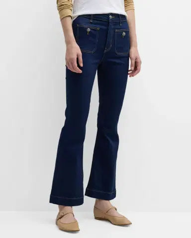Veronica Beard Carson High Rise Ankle Flare Jeans with Patch Pockets | Thumbnail 2 Veronica Beard Carson High Rise Ankle Flare Jeans with Patch Pockets | Thumbnail 2