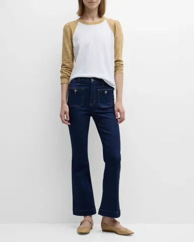Veronica Beard Carson High Rise Ankle Flare Jeans with Patch Pockets | Thumbnail 3 Veronica Beard Carson High Rise Ankle Flare Jeans with Patch Pockets | Thumbnail 3