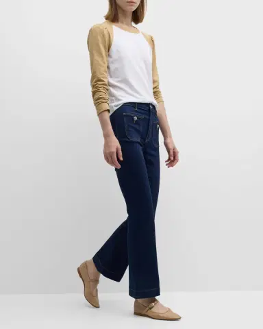 Veronica Beard Carson High Rise Ankle Flare Jeans with Patch Pockets | Thumbnail 7 Veronica Beard Carson High Rise Ankle Flare Jeans with Patch Pockets | Thumbnail 7