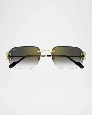 Cartier Men 's Rimless Metal Rectangle Sunglasses | Thumbnail 2 Cartier Men 's Rimless Metal Rectangle Sunglasses | Thumbnail 2