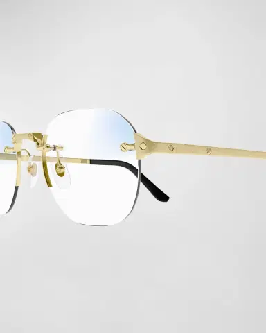 Cartier Men 's Rimless Metal Oval Sunglasses | Thumbnail 2 Cartier Men 's Rimless Metal Oval Sunglasses | Thumbnail 2
